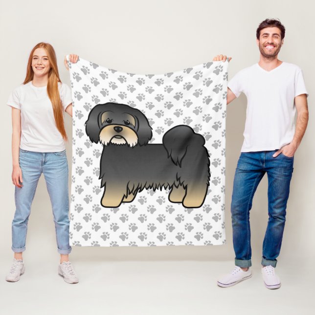 Cobertor De Velo Lhasa Apso Preto e Bege Cachorro de Desenho Animad (In Situ)