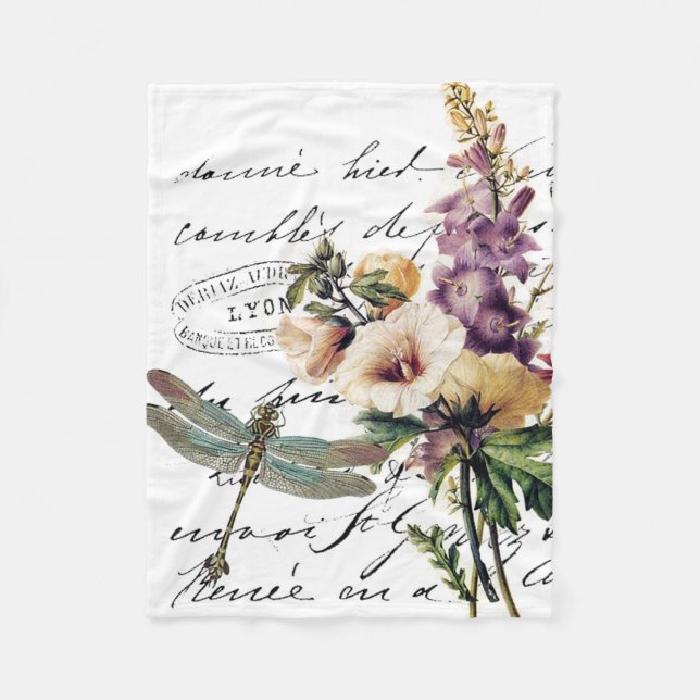 Cobertor De Velo Libélula e flores (Frente)