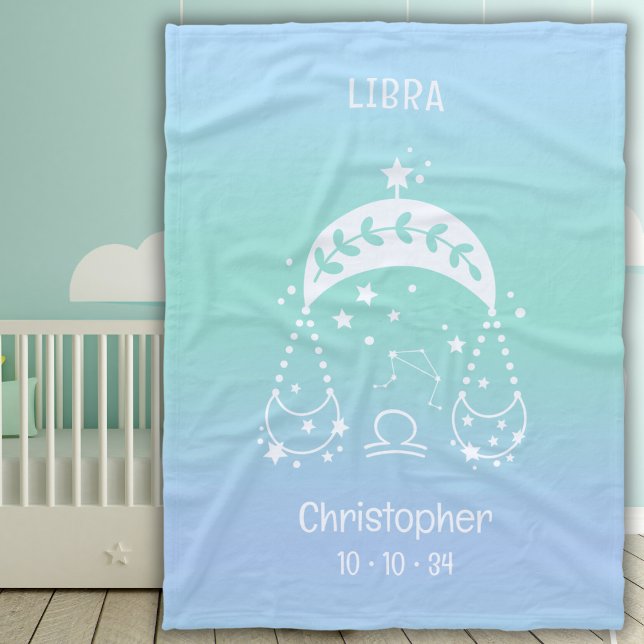 Cobertor De Velo Libra Zodíca Nome Estrela Birthdate Blue Baby (Criador carregado)