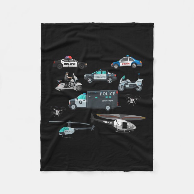 Cobertor De Velo Lice Vehicles Cop Helicopter Toddlers Kids Women M (Frente)