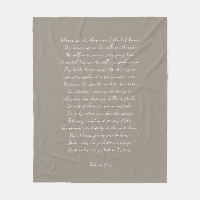 Cobertor De Velo Light Brown Custom Poem Song Lyric Quote  (Frente)