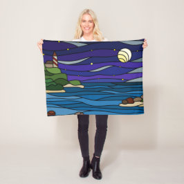 Cobertor De Velo Lighthouse Seashore Sob Estrelas da Lua Noturna