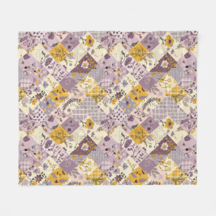 Cobertor De Velo Lilás Amarelo Colcha Patchwork Xadrez Cottagecore
