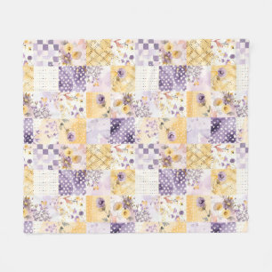 Cobertor De Velo Lilás Amarelo Colcha Patchwork Xadrez Cottagecore