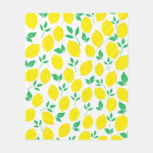 Cobertor De Velo Limão-amarelo e folhas verdes (Frente)