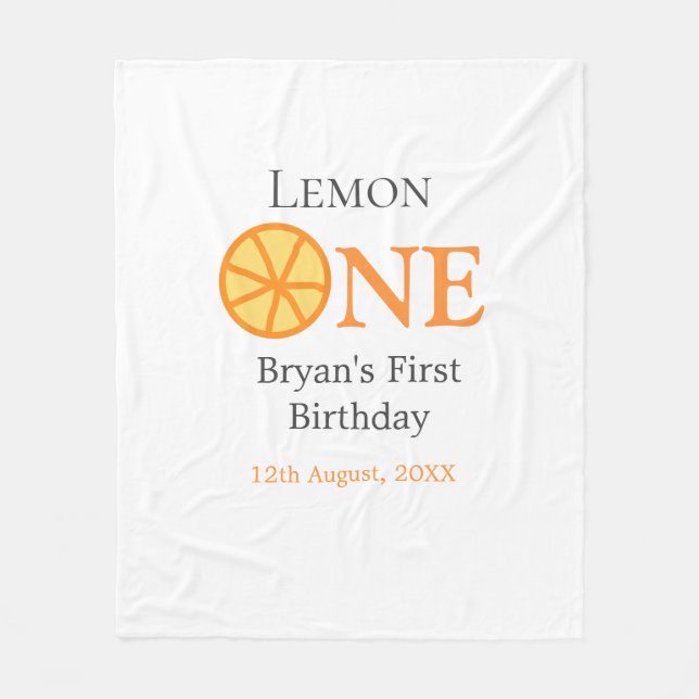 Cobertor De Velo Limão, uma cinza de laranja primeiro aniversario f (Frente)