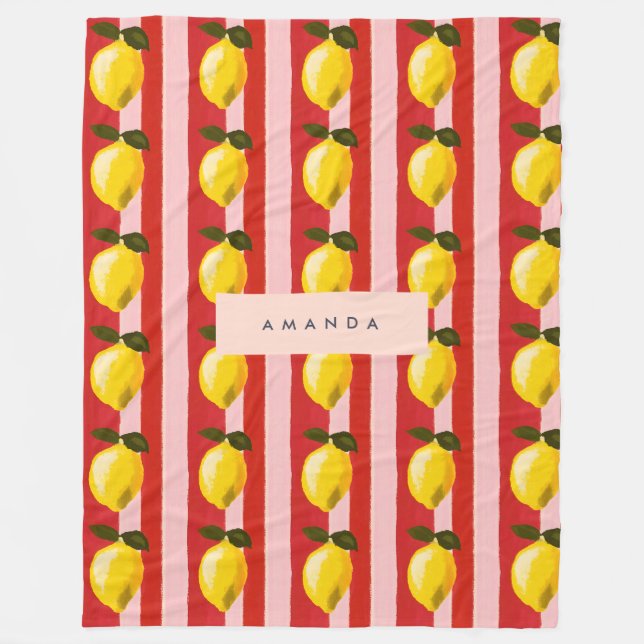 Cobertor De Velo Limões amarelo-limão personalizados (Frente)