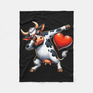 Cobertor De Velo Linda Engraçada Vaca Legal Dabbing Coração Dia dos