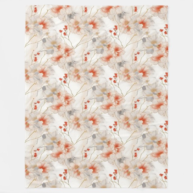 Cobertor De Velo Linda Feminina Peach Red Floral (Frente)