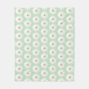 Cobertor De Velo Linda Flor de Margarida em Verde Claro