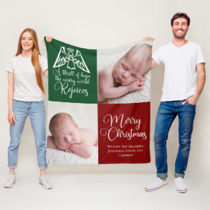 Cobertor De Velo Linda Foto de Natal Personalizada Família Vermelh