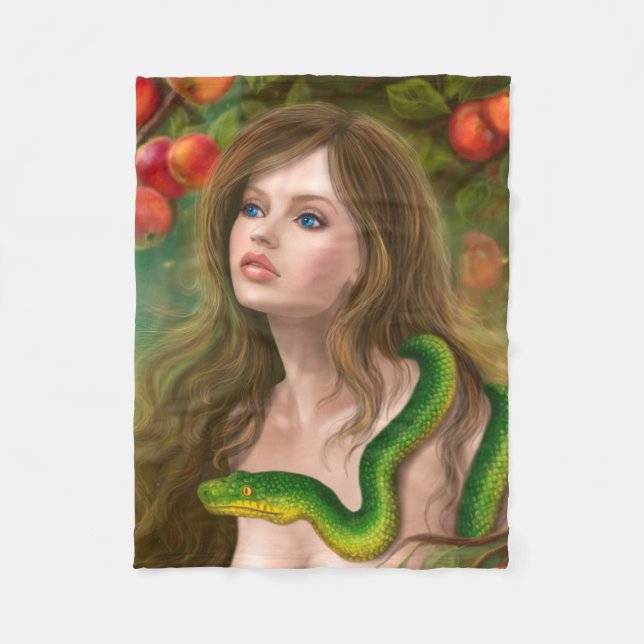 Cobertor De Velo Linda mulher Eve e cobra. (Frente)