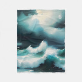 Cobertor De Velo Linda pintura de ondas do Oceano Azul