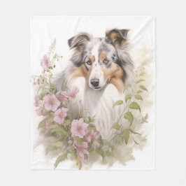 Cobertor De Velo Linda Sheltie Azul Merle