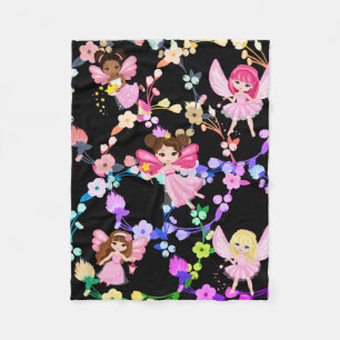 Cobertor De Velo Lindas flores em anel com fadas