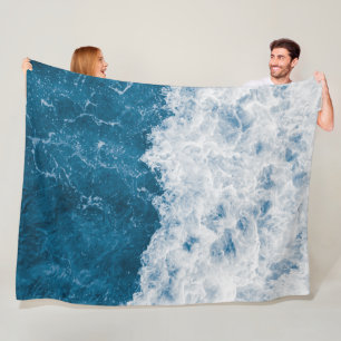 Cobertor De Velo Lindas ondas de praia no Oceano Azul