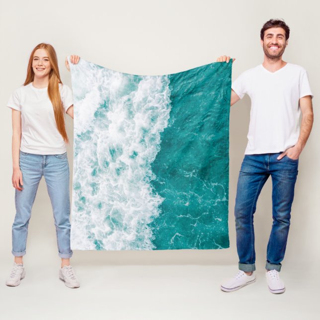 Cobertor De Velo Lindas ondas de praia no Oceano Azul (In Situ)