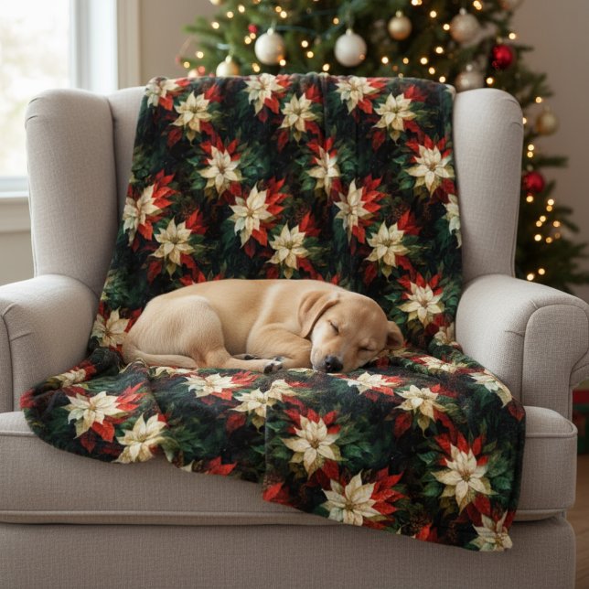Cobertor De Velo Lindas Poinsettias Vermelhas e Brancas (Criador carregado)