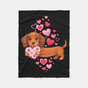 Cobertor De Velo Lindo Dachshund Coração de São Valentão Dachshund