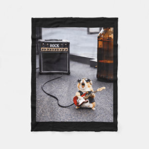 Cobertor De Velo Lindo hamster roqueiro guitarra engraçada punk roc