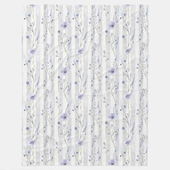 Cobertor De Velo Lindo Lavanda Flores Brancas Listras Chuva de Noiv (Frente)