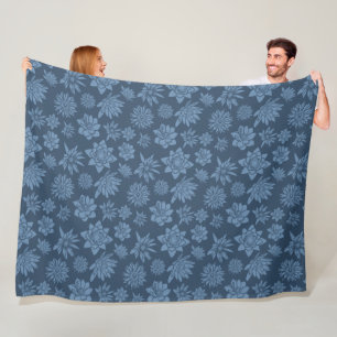 Cobertor De Velo Lindo Padrão Floral Azul Escuro