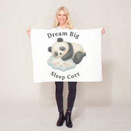 Cobertor De Velo Lindo Panda Sonolento na Nuvem Aquarela
