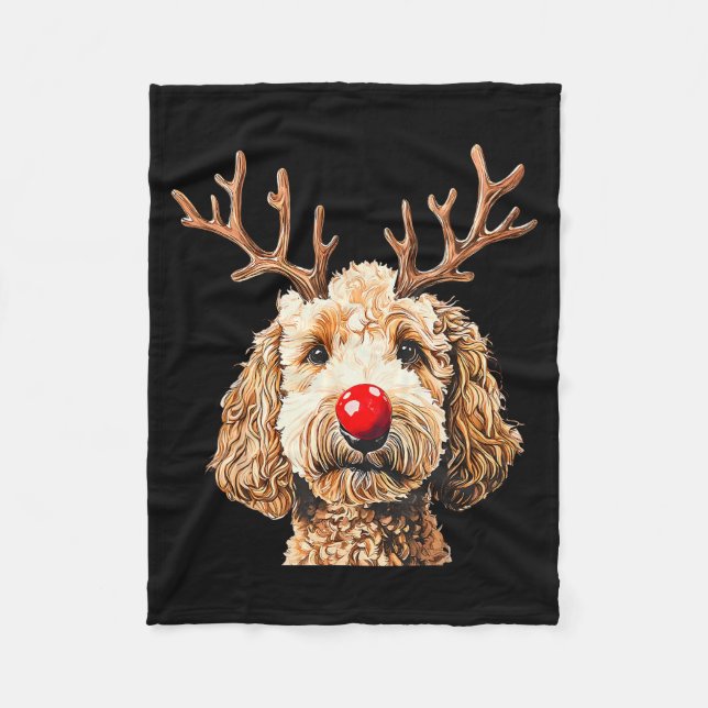 Cobertor De Velo Lindo Papai Noel Rena Fun Goldendoodle Natal T (Frente)