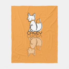 Cobertor De Velo Lindo Raposo Laranja Reflexo Doodle Nome Personali