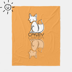 Cobertor De Velo Lindo Raposo Laranja Reflexo Doodle Nome Personali