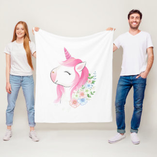 Cobertor De Velo Lindo Unicórnio Bebê Aquarela Personalizado Na