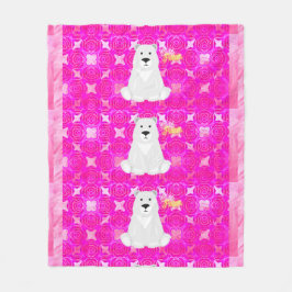 Cobertor De Velo Lindo Urso Polar Rosa Manta de Fleece Floral