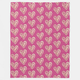 Cobertor De Velo Lindos Corações Rosa e Dourado Rosa
