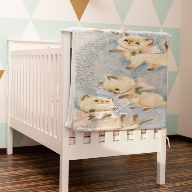 Cobertor De Velo Lindos Gatinhos Siameses Laços Rosa Azevinho (Criador carregado)