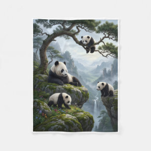 Cobertor De Velo Lindos Pandas Em Galhos Da Floresta Verde Arte Fle