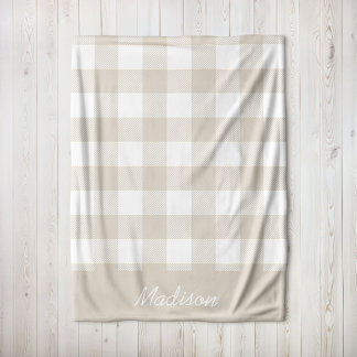 Cobertor De Velo Linen Beige e White Buffalo Check Monograma