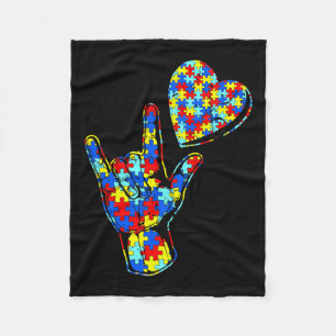Cobertor De Velo Linguagem de Sinais de Amor Autismo Sensibilização