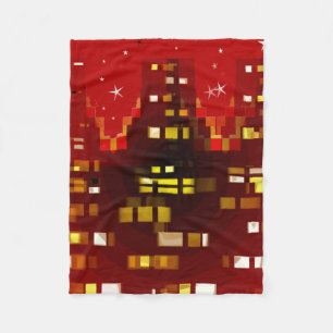 Cobertor De Velo Linha do horizonte Red City com estrelas e luzes a