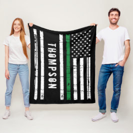 Cobertor De Velo Linha Verde Fina Bandeira Militar Personalizada