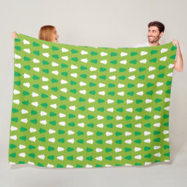 COBERTOR DE VELO LINHAS DE NATAL VERDE E BRANCO