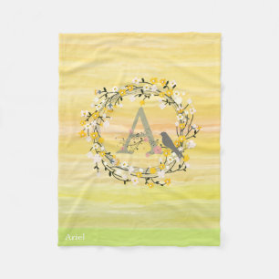 Cobertor De Velo Linhas de Pincel com Aquarela, Monograma de Primav