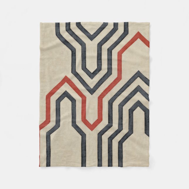 Cobertor De Velo Linhas Gráficas Laranja e Azul (Frente)