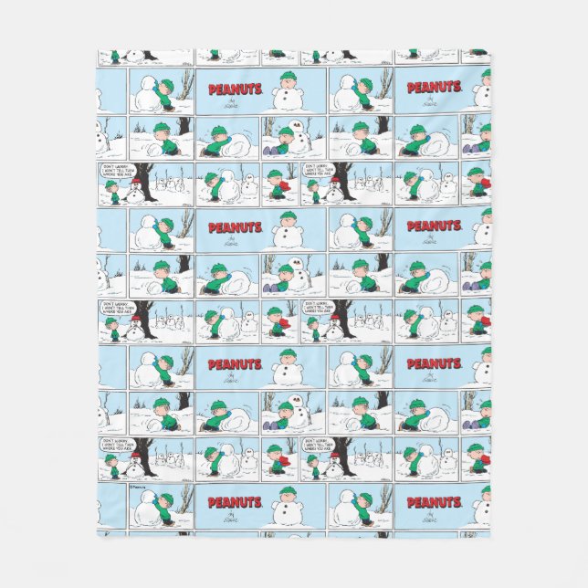 Cobertor De Velo Linus constrói um boneco de neve (Frente)