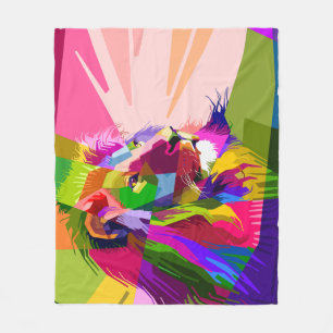 Cobertor De Velo Lion Colorful Pop Prismatic Art Design-62501