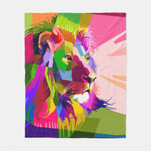 Cobertor De Velo Lion Colorful Pop Prismatic Art Design-62501