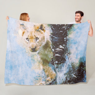 Cobertor De Velo Lion Fleece Blanket