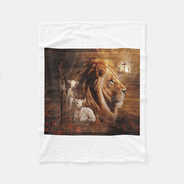 Cobertor De Velo Lion Of Judah Lamb God Cross Jesus Light God  (Frente)