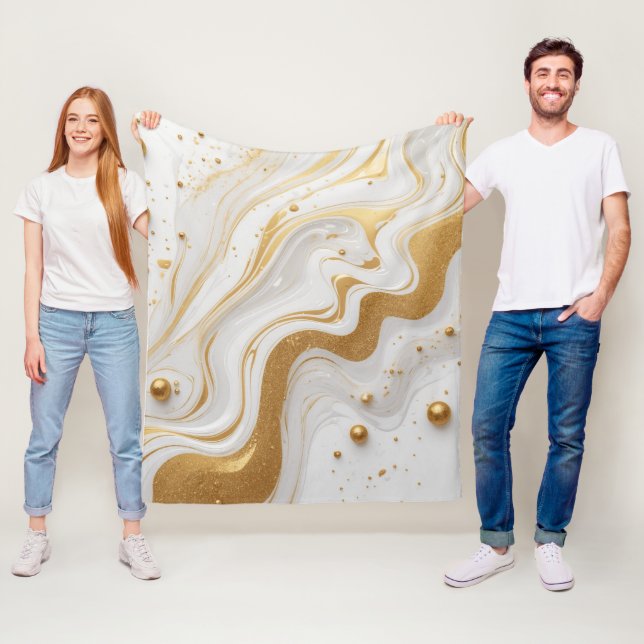 Cobertor De Velo Líquido branco e com gotas e ouro (In Situ)