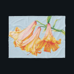 Cobertor De Velo Lírios, flores de lily, belas artes<br><div class="desc">Delicar Lily trabalho de arte impressão em laranja e azul-céu. Projetada exclusivamente a partir de "Lírios" criados de pintura original a lápis e a aquarela por Sarah Trett.</div>
