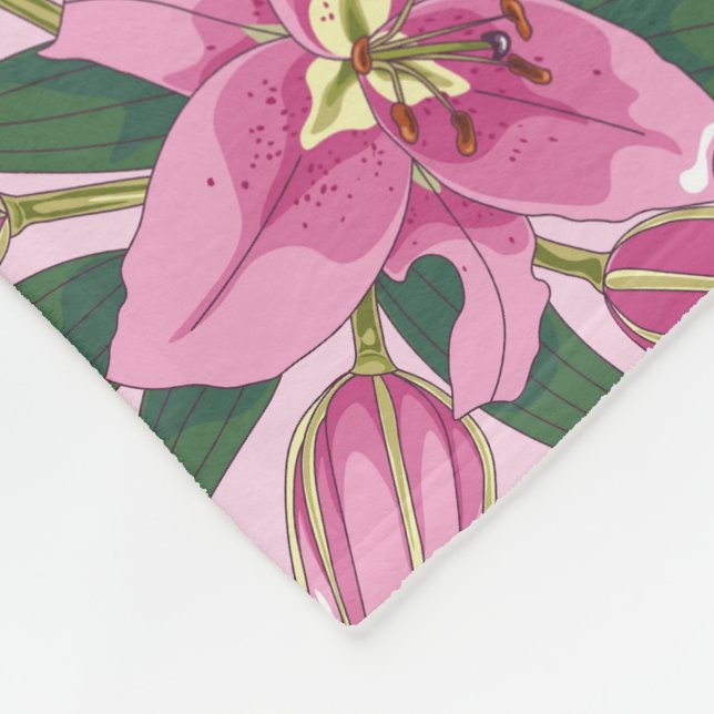 Cobertor De Velo Lírios Sangrentos de Rosa Pastel (Quina)